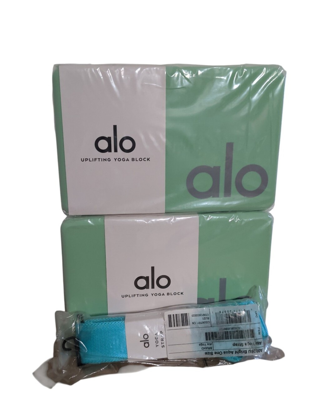New Bundle Alo Yoga Blocks Honeydew With Aqua Straps